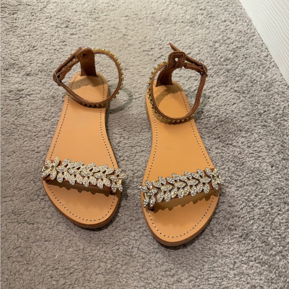Handmade Greek Brown Sandals with Gold Accents